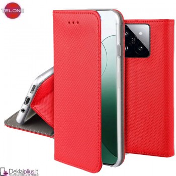 Telone atverčiamas dėklas - raudonas (Xiaomi 14) Telone atverčiamas dėklas - raudonas (Xiaomi 14)